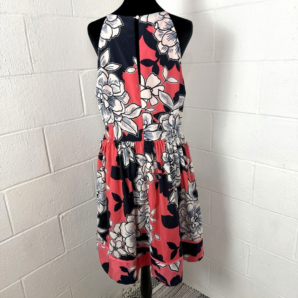 Vince Camuto Halter Dress Pink Floral Garden Tropical Easter Wedding Guest SZ 14 - Picture 7 of 14